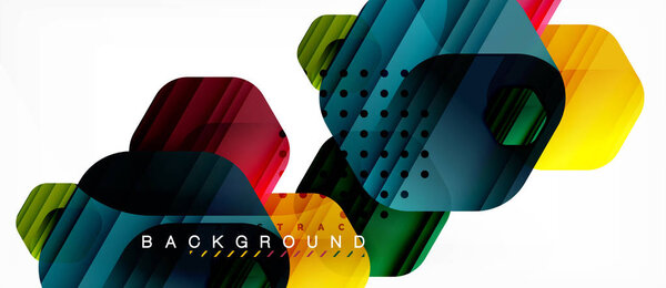 глянцевые цветные шестиугольники современный фон композиции, блестящий дизайн стекла
