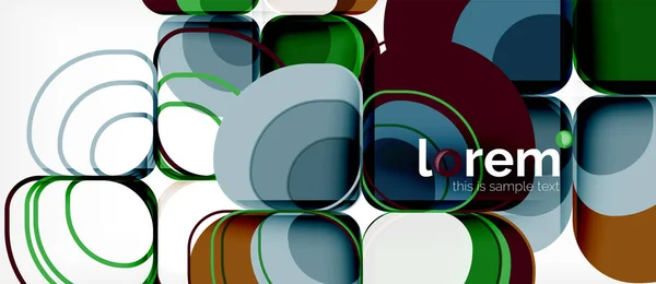 Abstrakt bakgrund - geometriska flerfärgade runda former sammansättning. Trendiga abstrakt Layoutmallen för företag eller teknik presentation — Stock vektor