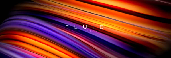 Mixing color waves on black, liquid flowing shapes — Stock Vector