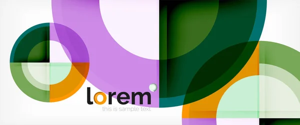 Círculos geométricos modernos fundo abstrato, formas redondas coloridas com efeitos de sombra —  Vetores de Stock
