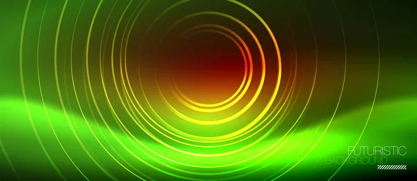 Neon Świecące Linie Techno Tech Futurystyczny Streszczenie Tło Szablonu Kwadratowe — Wektor stockowy