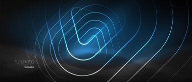 Koyu siyah arka plan ile neon renkler ve çizgiler