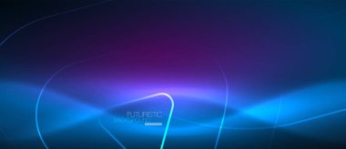 Neon parlayan techno hatları, yüksek teknoloji fütüristik arka plan şablonu geometrik şekillerle