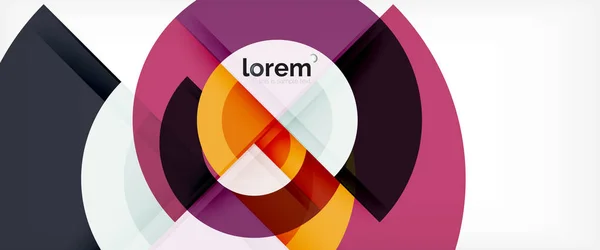 आधुनिक ज्यामितीय वृत्त अमूर्त पृष्ठभूमि, छाया प्रभाव के साथ रंगीन गोल आकार — स्टॉक वेक्टर