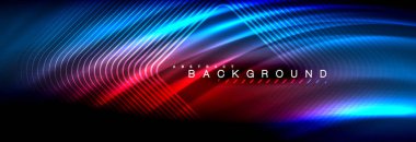 Neon parlayan sıvı dalga çizgileri, sihirli enerji uzay ışığı konsepti, soyut arka plan duvar kağıdı tasarımı