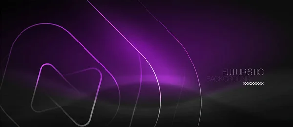 Dunkelschwarzer abstrakter Hintergrund mit Neonfarben und -linien — Stockvektor