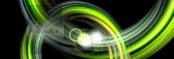 Absztrakt háttérgrafika áramló keverő folyékony színes hullámok fekete — Stock Vector