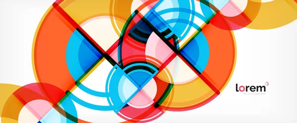 Círculo fondo abstracto, formas geométricas redondas coloridas brillantes — Archivo Imágenes Vectoriales