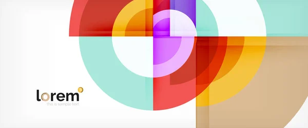 Círculos geométricos modernos fondo abstracto, formas redondas coloridas con efectos de sombra — Vector de stock