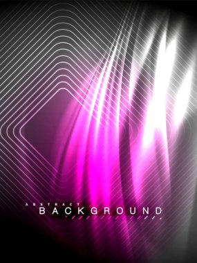 Neon parlayan dalga, sihirli enerji ve ışık arka plan. Vektör çizim