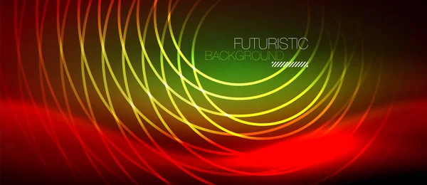 Neon gloeiende techno lijnen, hi-tech futuristische abstracte achtergrond sjabloon met vierkante vormen — Stockvector