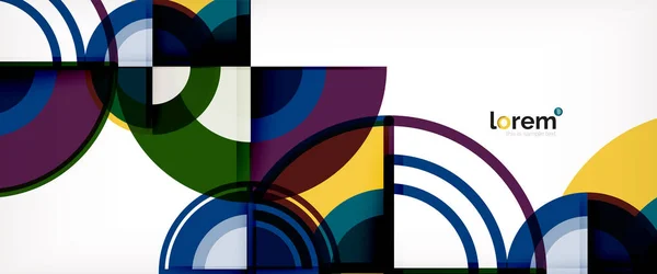 Cirkel abstrakt bakgrund, ljusa färgglada runda geometriska former — Stock vektor