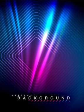 Neon parlayan dalga, sihirli enerji ve ışık arka plan. Vektör çizim