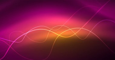 Soyut parlak glowinng renk dalga tasarım öğesi üzerinde koyu arka plan - bilim ya da teknoloji kavramı