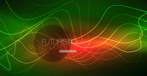 Abstract shiny glowinng color wave design element on dark background - science or technology concept — Stock Vector
