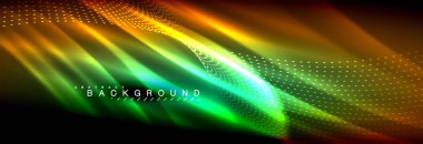 Sıvı neon akan dalgaları, ışık parlayan arka plan hatları