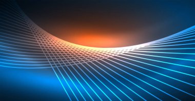 Neon parlayan sihirli arka plan, neon afiş, gece gökyüzü duvar kağıdı. Sihirli ışığı efekti. Noel soyut desen.