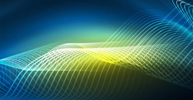 Soyut dalga koyu, parlak hareket üzerinde parlayan, Noel ve yeni yıl alan ışık sihirli. Techno arka plan