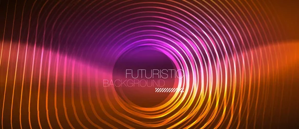Neon glowing wave, magic energy and light motion background. Vector wallpaper template — Stock Vector