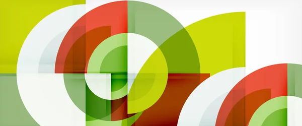 Moderne geometriske sirkler abstrakt bakgrunn, fargerike, runde former med skyggeeffekter – stockvektor