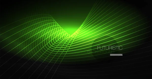 デジタル技術の抽象的な背景 - ネオン幾何学的なデザイン。抽象的な光る線。カラフル ・ テクノ背景。未来的な形状. — ストックベクタ