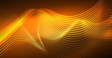 Soyut parlak glowinng renk dalga tasarım öğesi üzerinde koyu arka plan - bilim ya da teknoloji kavramı