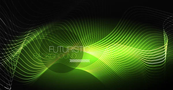 Neon lines wave background. Abstract composition — Stock Vector