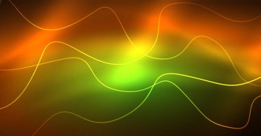 Soyut parlak glowinng renk dalga tasarım öğesi üzerinde koyu arka plan - bilim ya da teknoloji kavramı