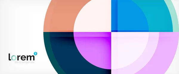 Círculos geométricos modernos fondo abstracto, formas redondas coloridas con efectos de sombra — Vector de stock