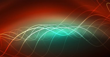 Neon satırları dalga geçmiş. Soyut Kompozisyon