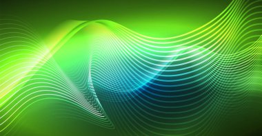 Soyut dalga koyu, parlak hareket üzerinde parlayan, Noel ve yeni yıl alan ışık sihirli. Techno arka plan