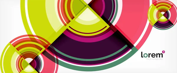 Moderne geometrische cirkels abstract achtergrond, kleurrijke ronde vormen met schaduweffecten — Stockvector