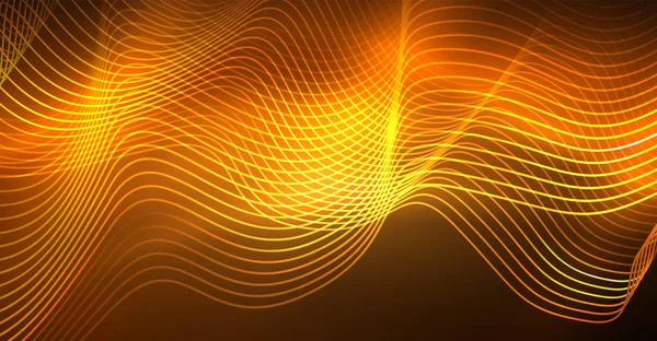 Абстрактний блискучий елемент дизайну кольорової хвилі на темному фоні концепція науки або технології — стоковий вектор