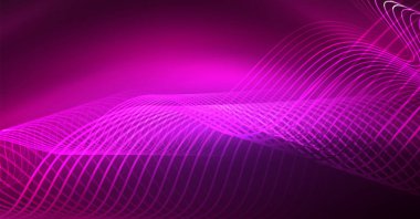 Soyut parlak glowinng renk dalga tasarım öğesi üzerinde koyu arka plan - bilim ya da teknoloji kavramı