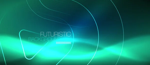 Neon gloeiende techno lijnen, sjabloon van de hi-tech futuristische abstracte achtergrond met geometrische vormen — Stockvector