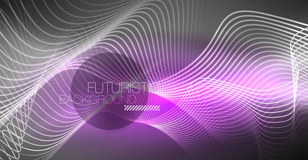 Neon lines wave background. Abstract composition — Stock Vector