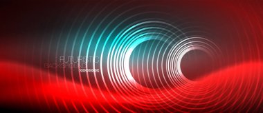 Neon parlayan techno hatları, yüksek teknoloji fütüristik arka plan şablonu kare şekilleri ile