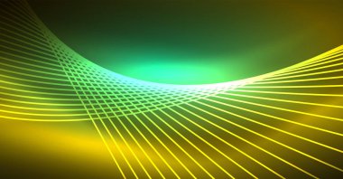 Neon parlayan sihirli arka plan, neon afiş, gece gökyüzü duvar kağıdı. Sihirli ışık vektör etkisi. Noel soyut desen.