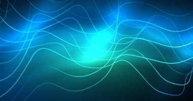 Soyut dalga koyu, parlak hareket üzerinde parlayan, Noel ve yeni yıl alan ışık sihirli. Vektör techno arka plan