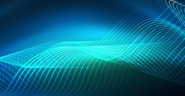 Soyut dalga koyu, parlak hareket üzerinde parlayan, Noel ve yeni yıl alan ışık sihirli. Techno arka plan