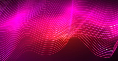 Soyut parlak glowinng renk dalga tasarım öğesi üzerinde koyu arka plan - bilim ya da teknoloji kavramı