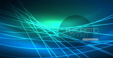 Neon parlayan sihirli arka plan, neon afiş, gece gökyüzü duvar kağıdı. Sihirli ışığı efekti. Noel soyut desen.