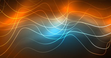 Soyut parlak glowinng renk dalga tasarım öğesi üzerinde koyu arka plan - bilim ya da teknoloji kavramı