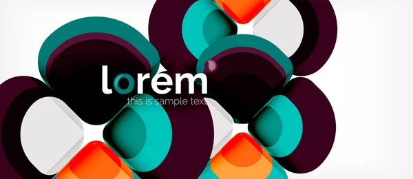 Fondo abstracto - geometría multicolor formas redondas composición. Plantilla de diseño abstracto de moda para presentación empresarial o tecnológica — Vector de stock