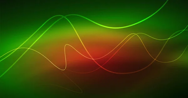 Αφηρημένη λαμπερό glowinng χρώμα στοιχείο σχεδίασης κύμα σε σκούρο φόντο - έννοια της επιστήμης ή της τεχνολογίας — Διανυσματικό Αρχείο
