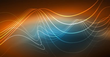 Soyut parlak glowinng renk dalga tasarım öğesi üzerinde koyu arka plan - bilim ya da teknoloji kavramı