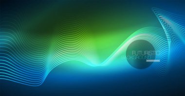 Soyut dalga koyu, parlak hareket üzerinde parlayan, Noel ve yeni yıl alan ışık sihirli. Techno arka plan