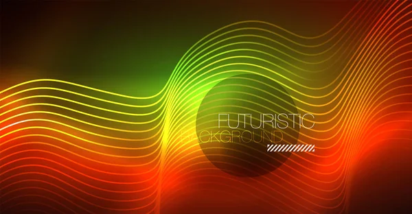 Neon lines wave background. Abstract composition — Stock Vector