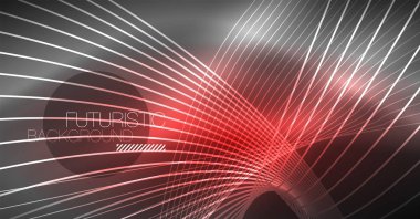 Dijital teknoloji arka plan - neon geometrik tasarım. Soyut parlak çizgiler. Renkli techno arka plan. Fütüristik şekli.