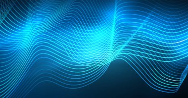 Soyut dalga koyu, parlak hareket üzerinde parlayan, Noel ve yeni yıl alan ışık sihirli. Vektör techno arka plan